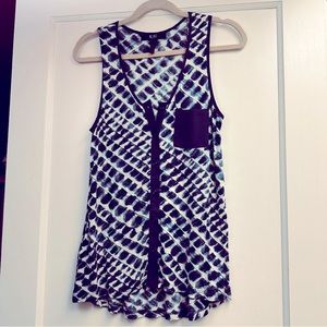 BCBGMaxAzria teal and creak button down tank - S